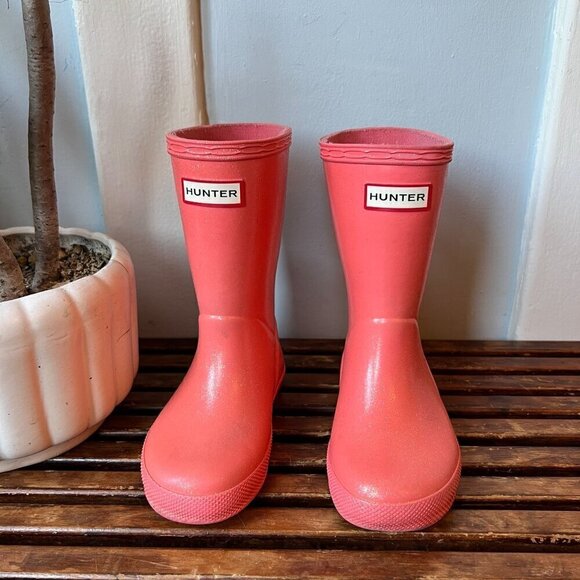 Hunter Pink Sparkle Rain Boots - Picture 2 of 9